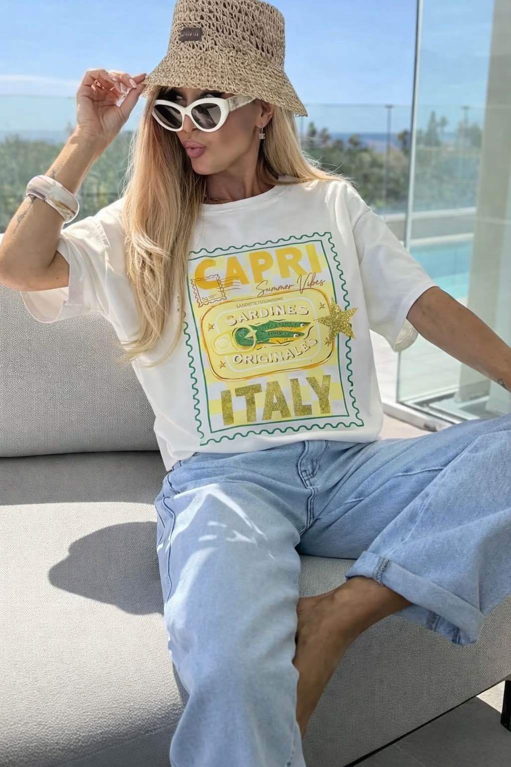 T-shirt i bomuld, trykt, trendy, premiumkvalitet JG95: Farve 1