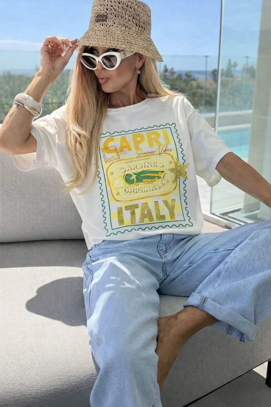 T-shirt i bomuld, trykt, trendy, premiumkvalitet