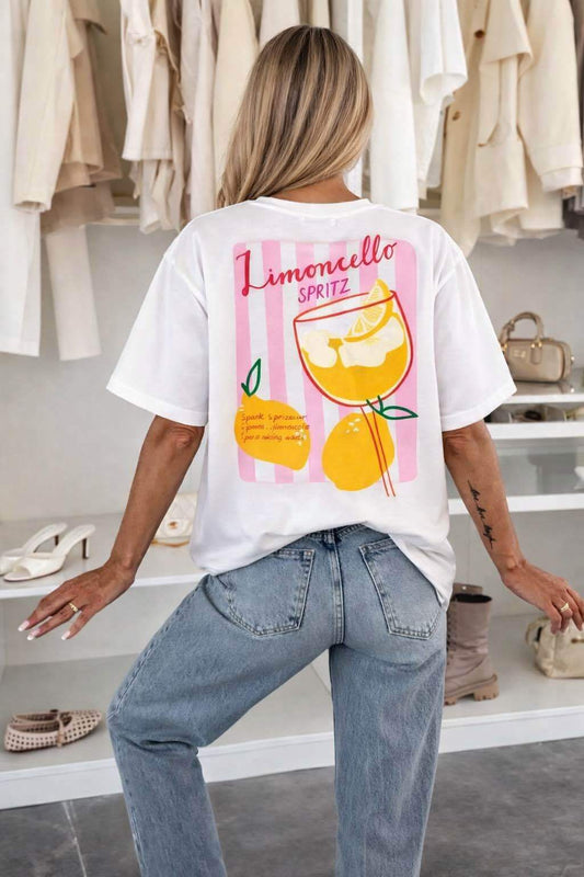 T-shirt i bomuld med trendy print, premium kvalitet