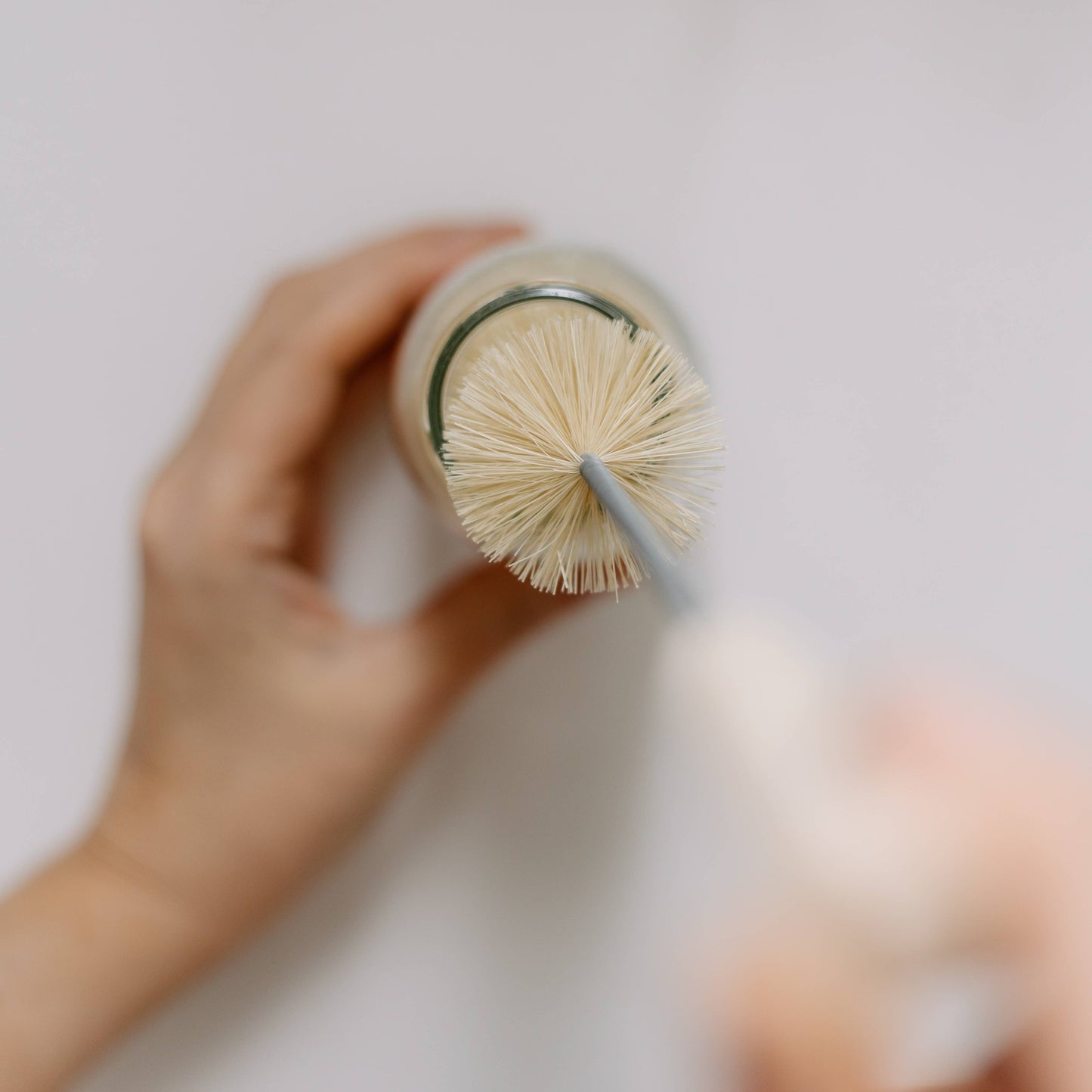 Vegansk flaskerenser med skaft i FSC-bøg og snoet sisal børster