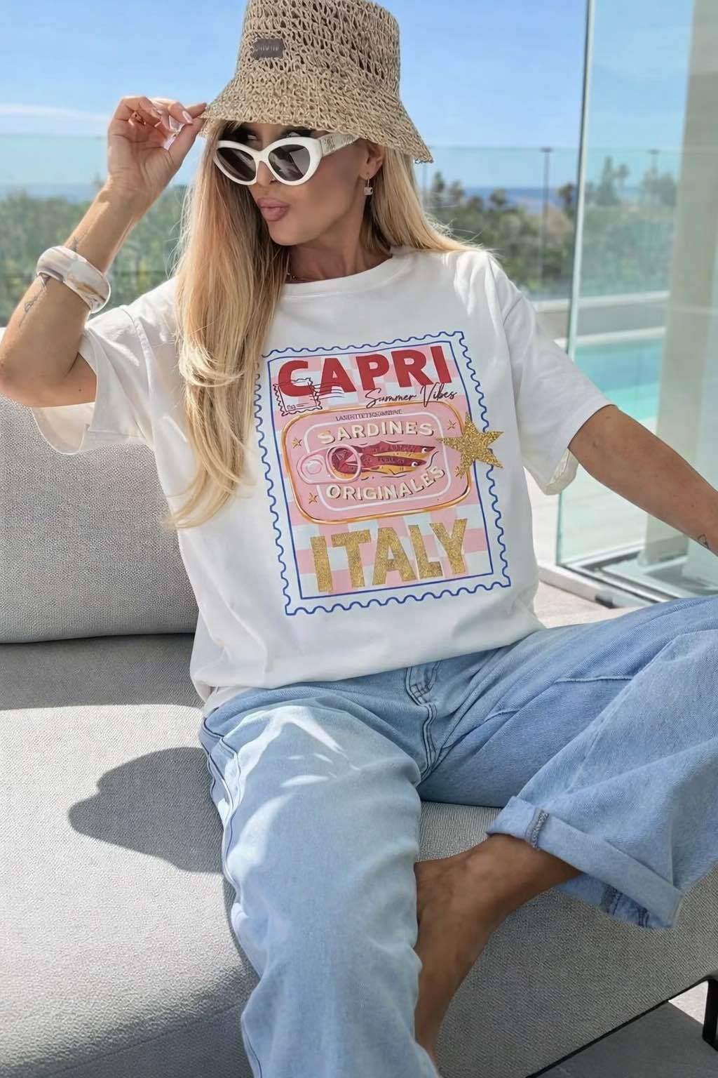 T-shirt i bomuld, trykt, trendy, premiumkvalitet JG95: Farve 1