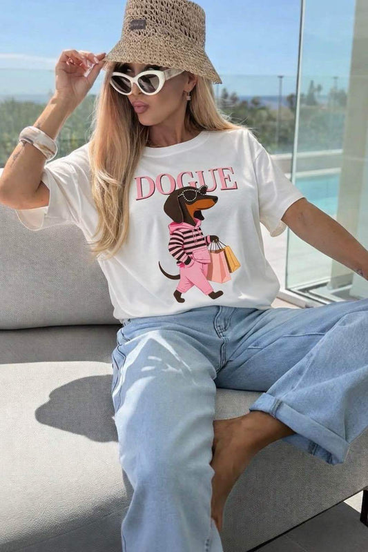 T-shirt bomuld med print, trendy, premium kvalitet